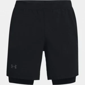 U/A LAUNCH 5" 2 IN 1 SHORTS BLACK